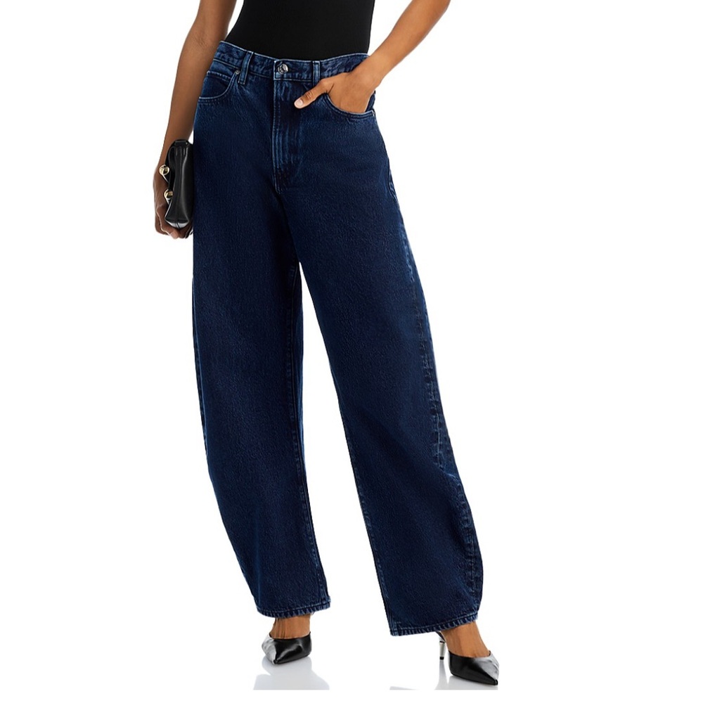 Frame high rise bubble jeans